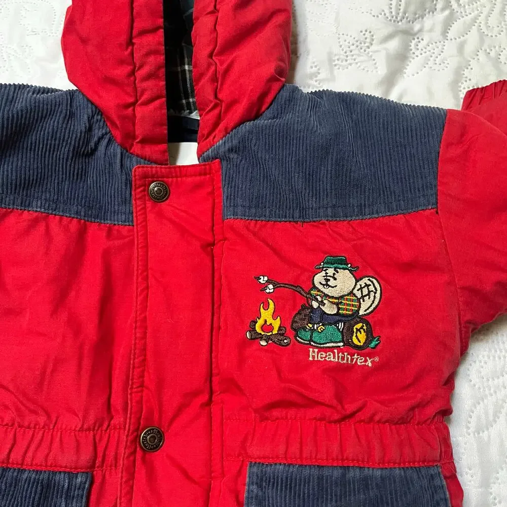 Vintage Healthtex Winter Corduroy Coat with Hood Size 18 months